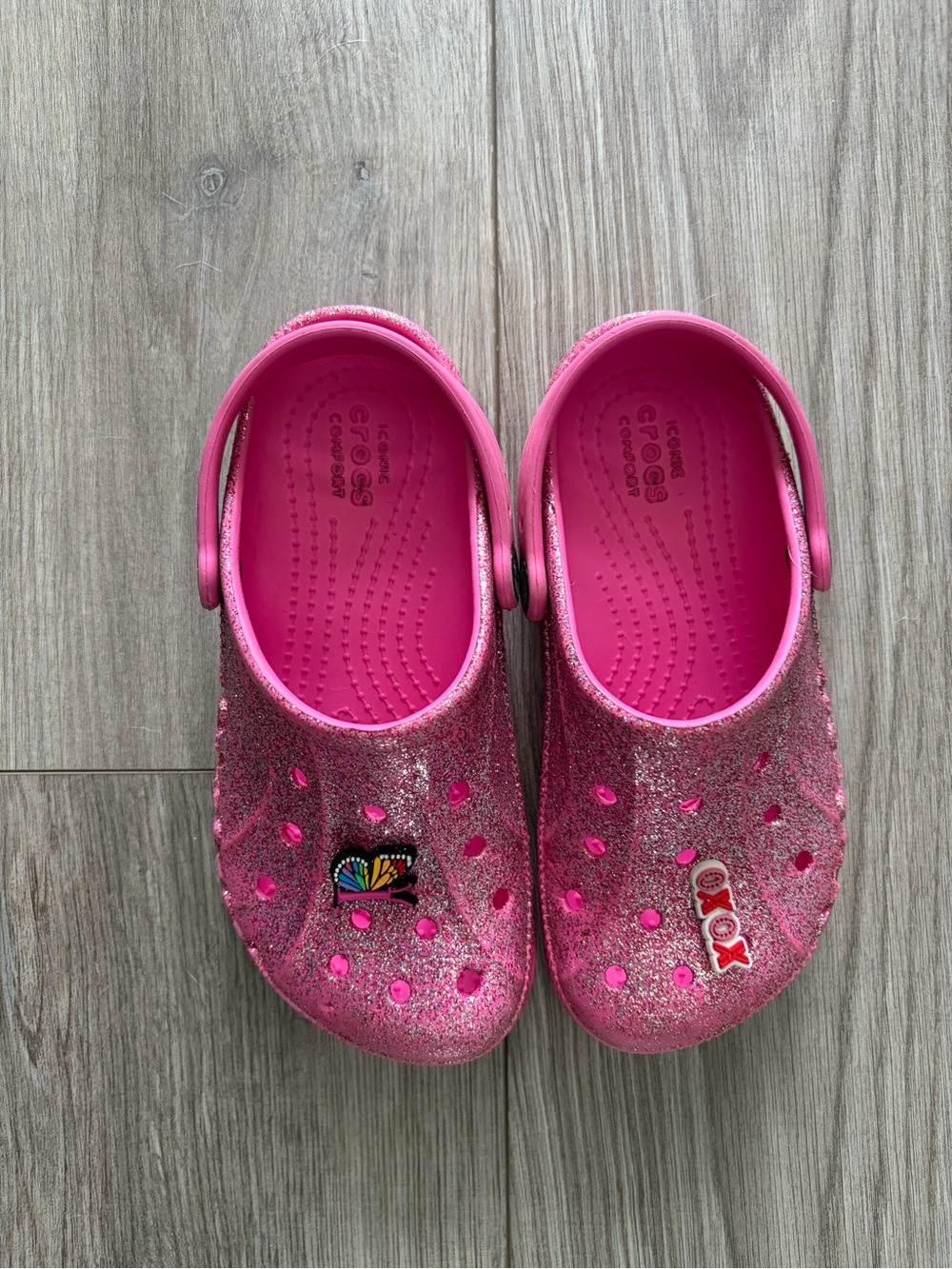 CROCS Kids Pink Glitter, Size 3